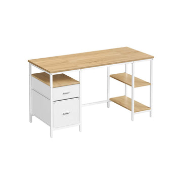 Schrijfbureau - studiebureau - werkplek - wit/bruin - 140 x 60 x 76 cm