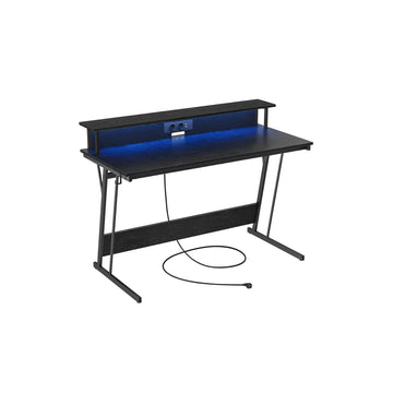 Bureau met monitorstand - computertafel - ergonomisch - 55 x 135 x 76 cm - zwart