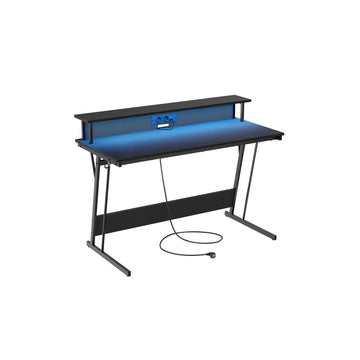 Bureau met monitorstand - computertafel - ergonomisch - 55 x 135 x 76 cm - zwart