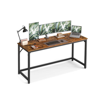 Rustiek bureau - bruin/zwart - spaanplaat - staal - 60 x 160 x 76 cm