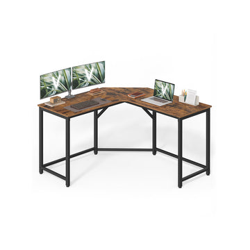 Computerbureau - Rustiek design - Houten spaanplaat - Stalen frame - 129 x 129 x 76 cm