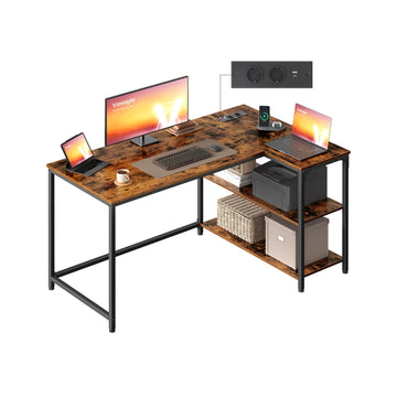 Hoekbureau in L-vorm met opbergruimte voor thuiswerkplek | Vintagebruin | 120x80x76 cm