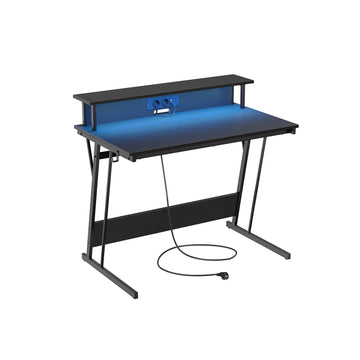 Computerbureau met monitorstand - spaanplaat & staal - 60 x 120 x 76 cm - zwart