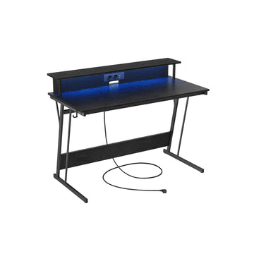 Gamingbureau met ledverlichting - zwart - 60 x 120 x 76 cm - max. 100 kg