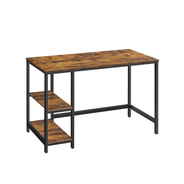 Vintage computerbureau - staal en spaanplaat - 120 cm - bruin-zwart
