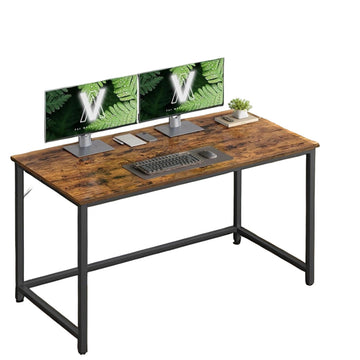 Bureau, bruin-zwart, houten spaanplaat & staal, 120 x 60 x 75 cm