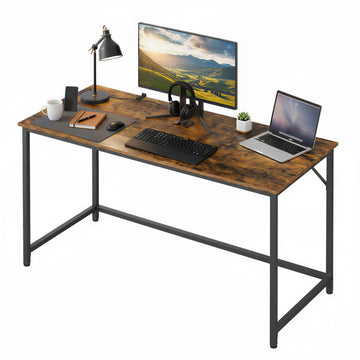Bureau voor thuiskantoor, stabiele computertafel | Vintagebruin-zwart | 135x60x75 cm