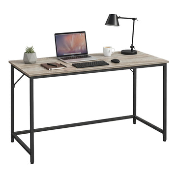 Bureau voor thuiskantoor, stabiele computertafel, eenvoudige montage | Greige-zwart | 135x60x75 cm