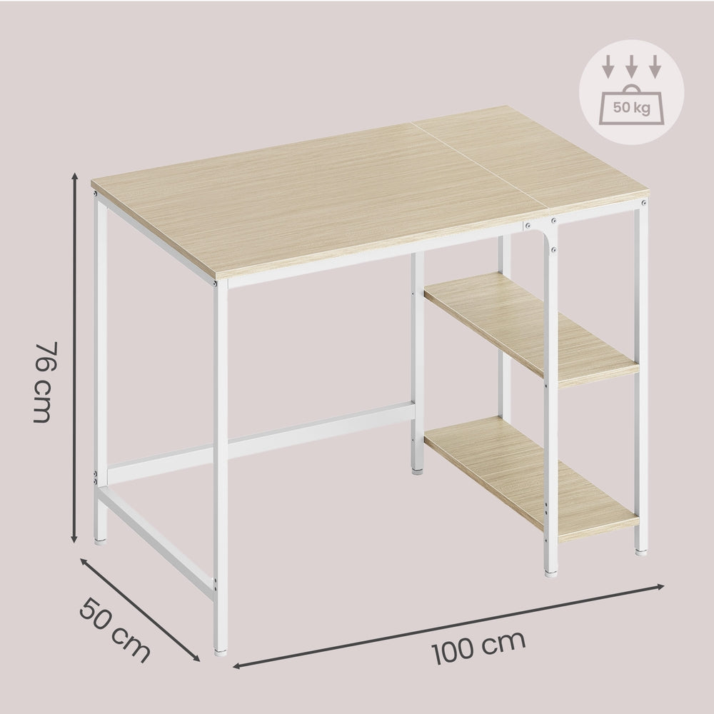 Modernt skrivbord | Beige-vit | 100x50x76 cm