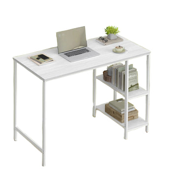 Computerbureau - werktafel - kantoortafel - hout en staal - 50,1 x 100,1 x 76,1 cm - wit