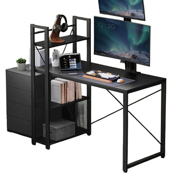 Zwart bureau - werktafel - stevig spaanplaat - 56,1 x 120,1 x 120,1 cm