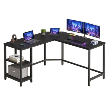 Hoekbureau - werkplek - zwart - stalen frame - 138 x 138 x 76 cm