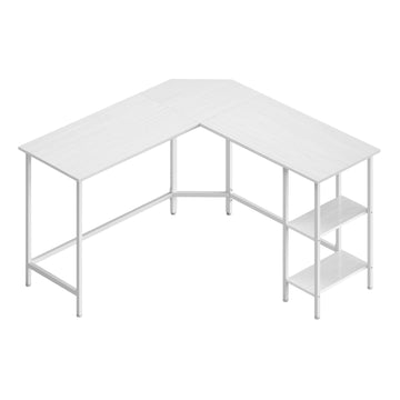 Hoekbureau met opbergruimte, L-vormig computerbureau | Wit | 140x140x76 cm