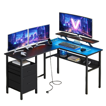 L-vormig bureau - Hoekbureau - Ergonomisch - Ruimtebesparend - 120 x 150 x 76 cm - Zwart