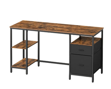 Bureau bruin-zwart - werktafel - houtspaanplaat - 60 x 140 x 76 cm