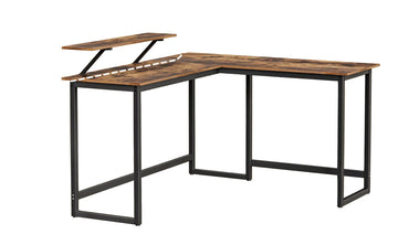 Hoekbureau bruin - L-vormig bureau - thuiskantoor - stabiel - 140 x 130 x 89 cm
