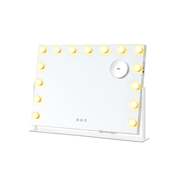 Witte make-upspiegelset met LED-verlichting - 10 x 62,5 x 45,8 cm