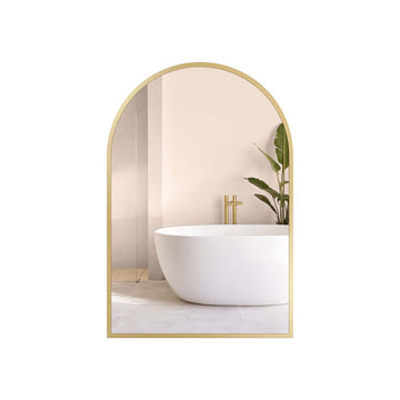 Gebogen wandspiegel aluminium frame goud 91 x 61 cm