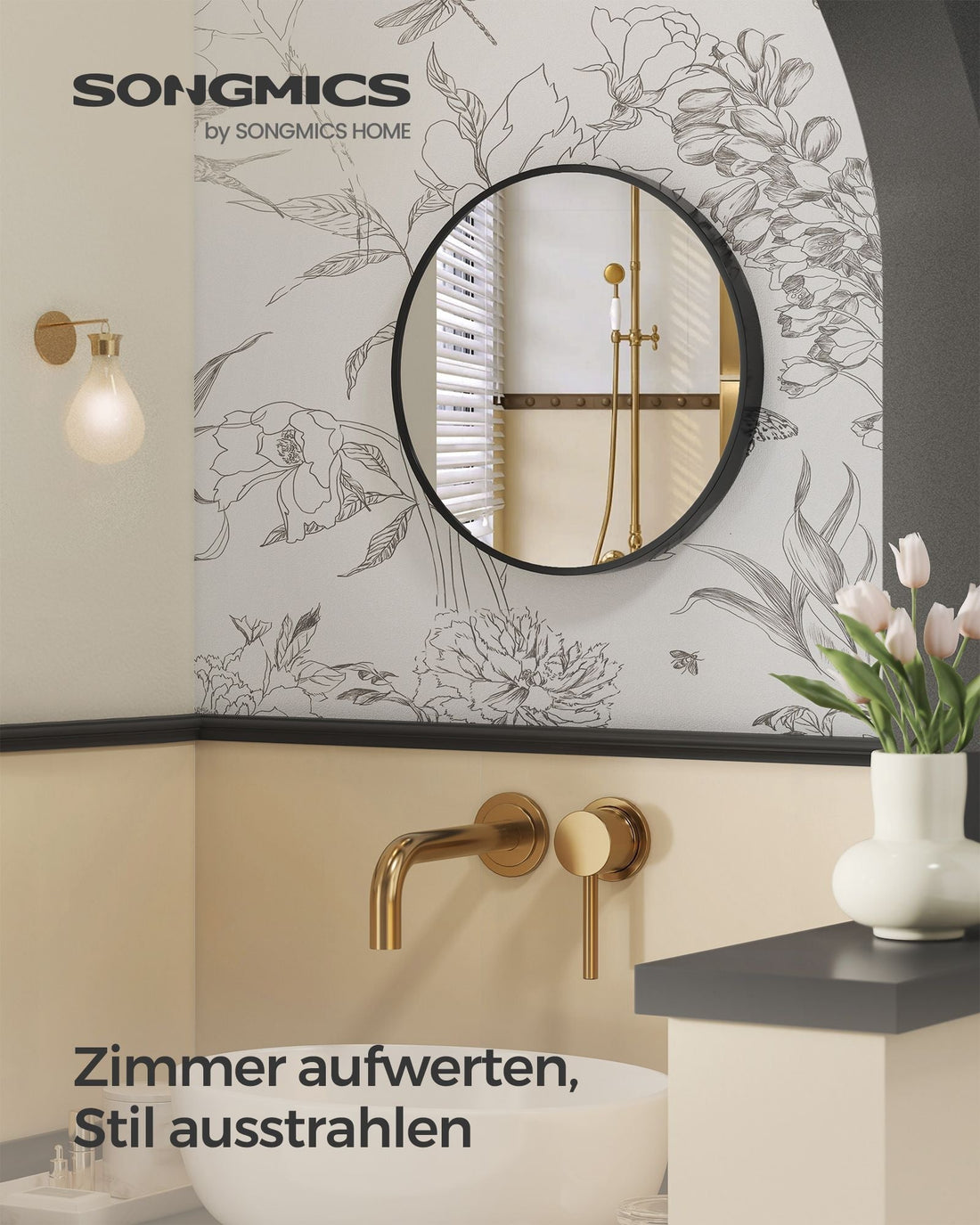 Runder Wandspiegel - Kosmetikspiegel - Aluminium - leicht - 40,7 cm