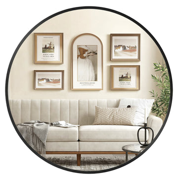 Ronde spiegel 105 cm met metalen frame | Tintenzwart