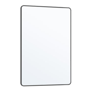 Rechthoekige badkamerspiegel met aluminium frame en veiligheidsfolie | Inktzwart | 91x61 cm