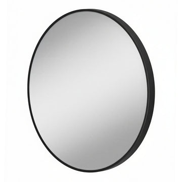 Ronde wandspiegel met metalen frame | Zwart | 41x1,8x41 cm