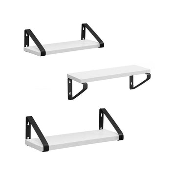 Wandplanken set van 3 - zwevende planken - spaanplaat/staal - wit-zwart, max. 5 kg