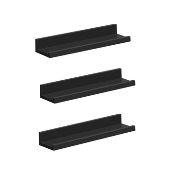 Wandplankenset 3-delig - zwevende plank - spaanplaat - hoogglans zwart