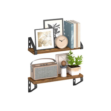 Wandplankenset - zwevende planken - vintage - 10 kg - spaanplaat & staal - 12,7 x 40 x 11,2 cm