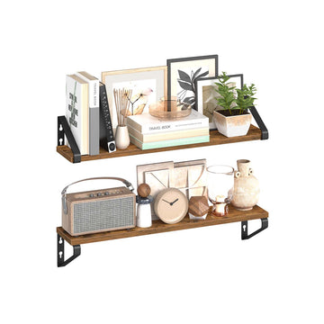 Wandplankenset - zwevende planken - stevig en stijlvol - 12,7 x 60 x 11,2 cm - bruin-zwart