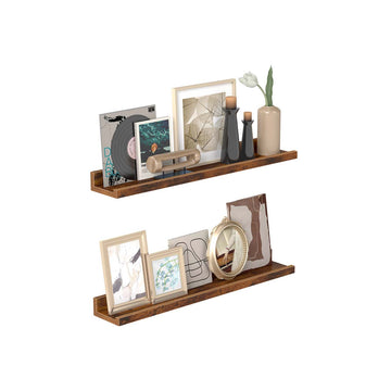 Wandplanken set van 2 - zwevende planken - opbergrekken - bruin MDF - 10 x 60 x 5/2 cm