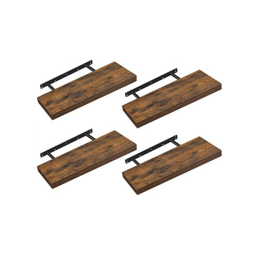 Wandplankenset 4-delig - Zwevend - Vintagebruin - MDF/staal - 20 x 60 x 3,8 cm - 10 kg
