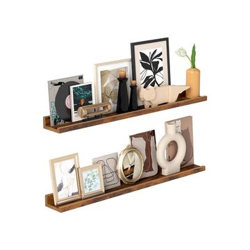 Wandplanken set van 2 - zwevend - 10 x 80 x 5/2 cm - bruin MDF