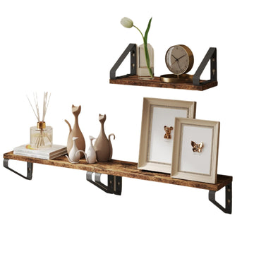 3-delige wandplankenset - zwevende houten planken - ruimtebesparend