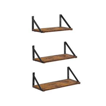 Wandplankenset 3-delig - Vintage bruin-zwart - Spaanplaat/staal - Max. 5 kg