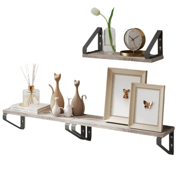 Zwevende wandplanken 3-delig, bruin-zwart, 5 kg, 12 x 30/35/40 x 11 cm