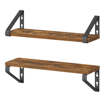 Wandplank, zwevende plank, 2-delige set | Bruin-Zwart | 40x12,7x11,2 cm