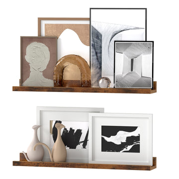 Wandplanken set van 2 zwevende wandplanken | Bruin | 60x10x5/2 cm