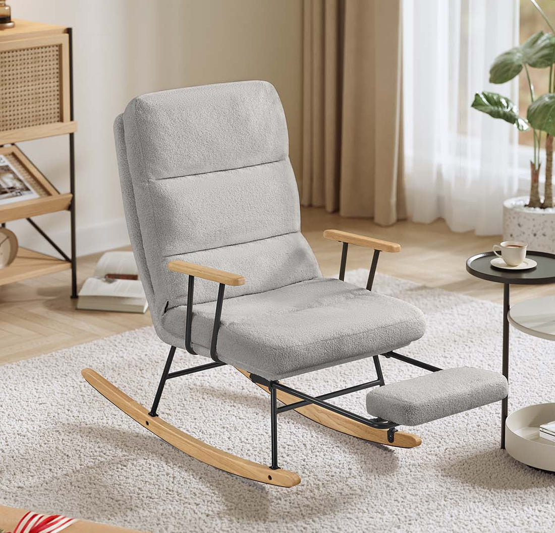 Verstellbarer Schaukelstuhl - Relaxsessel - Gleitsessel - Grau - 97 x 67 x 100 cm