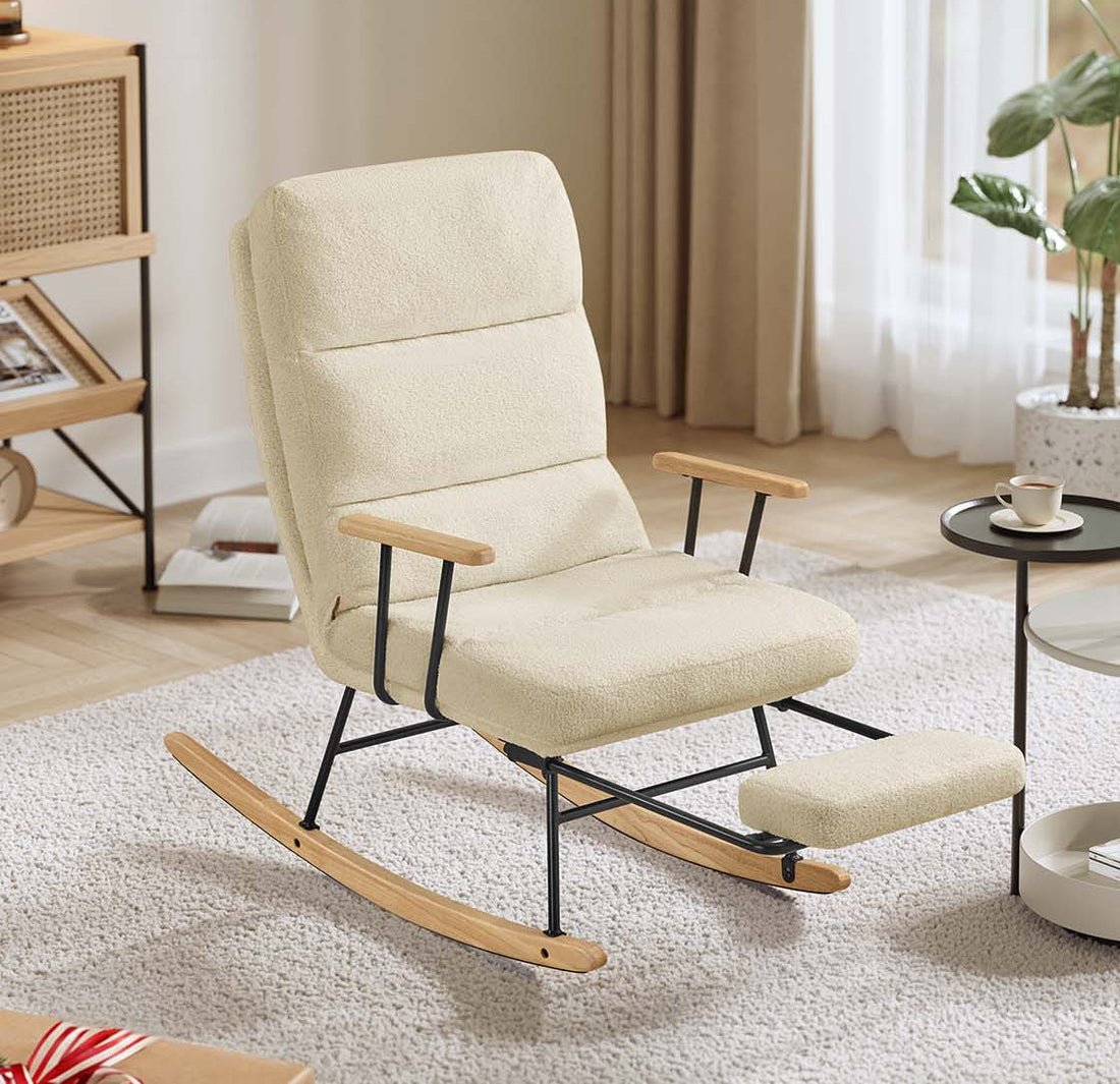 Verstellbarer Schaukelstuhl - Relaxsessel - Lounge Sessel - Schaumpolsterung - 97x67x100 cm - Braun