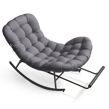 Schommelstoel schommelfauteuil met afneembaar kussen 136 kg | Grijs | 85x118x85 cm