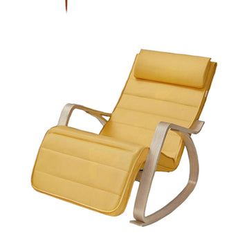 Schommelstoel - Relaxfauteuil - 5 standen voetensteun - berkenhout - 121,5 x 67 x 84 cm