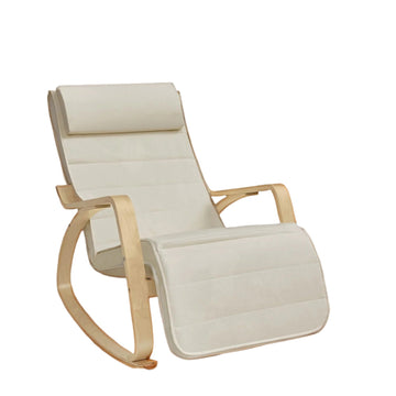 Schommelstoel met 5-standen voetensteun - berkenhout - 67 x 115 x 91 cm