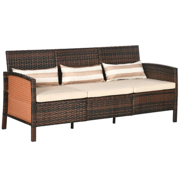 3-zits tuinbank van polyrattan | Kleur: Bruin | Afmetingen: 173x68x78 cm
