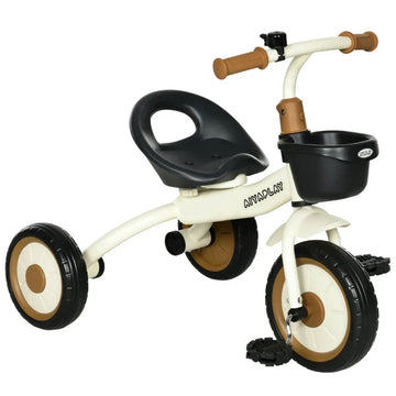 Kinderdriewieler met verstelbaar zadel en mandje | Kleur: Wit | Afmetingen: 50x70.5x58 cm