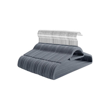 Kledinghangers, set van 100, fluweel, antislip, lichtgrijs, 45 x 23,5 x 0,6 cm