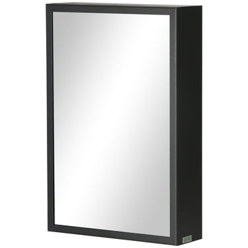 Spiegelkast voor badkamer met roestbestendige scharnieren | Kleur: Zwart | Afmetingen: 40x12x60 cm