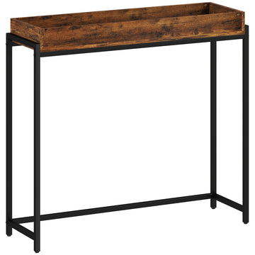 Smalle console tafel voor hal | Kleur: Bruin, zwart | Afmetingen: 100x30x91 cm