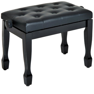 Verstelbare pianokruk met gewatteerde zitting | Kleur: Zwart | Afmetingen: 35x64x45-55 cm