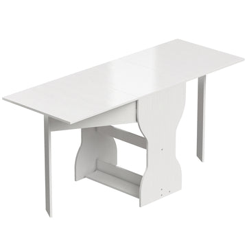 Opklapbare eettafel met opbergruimte | Kleur: Wit | Afmetingen: 160x60x75 cm